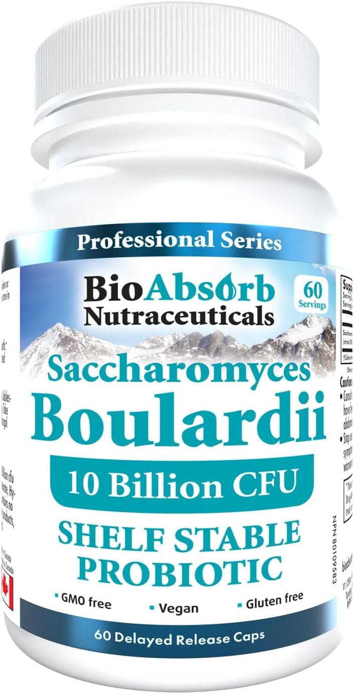 Bio Absorb Saccharomyces Boulardii Probiotic - 10 Billion CFU, 60 Capsules (60-Day Supply) - görsel 1
