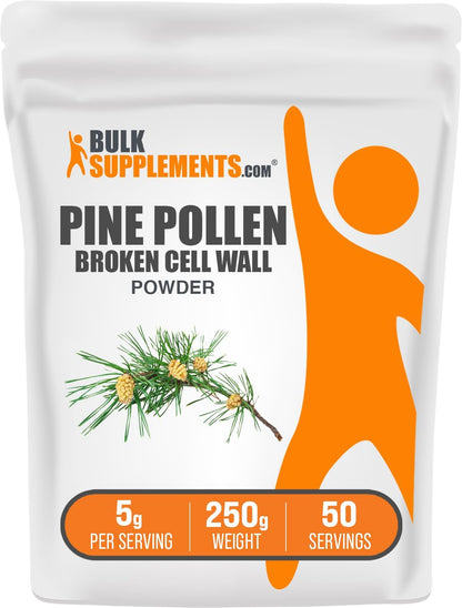 BulkSupplements.com Pine Pollen Powder - Broken Cell Wall, Gluten-free, 250g