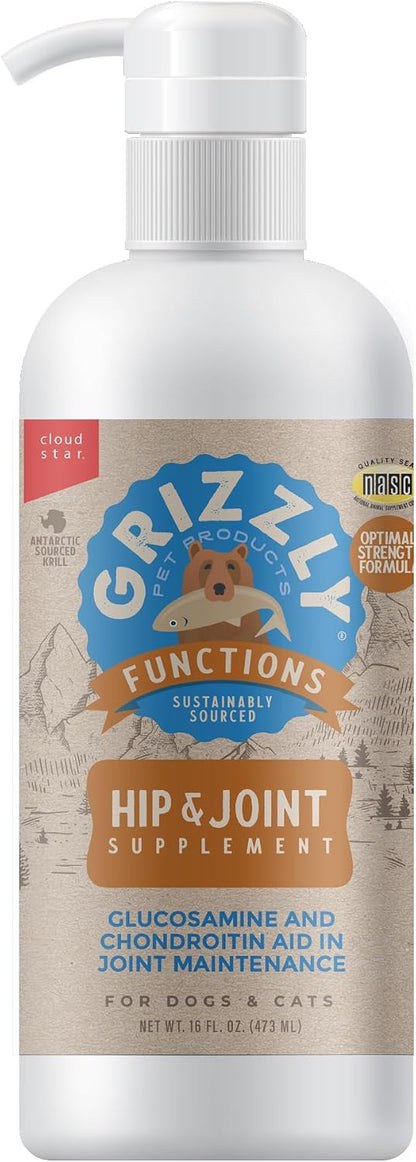 Grizzly Pet Products Joint Aid Liquid – Hip and Joint Health Food Supplement for Dogs and Cats, 473ml (16 fl oz)