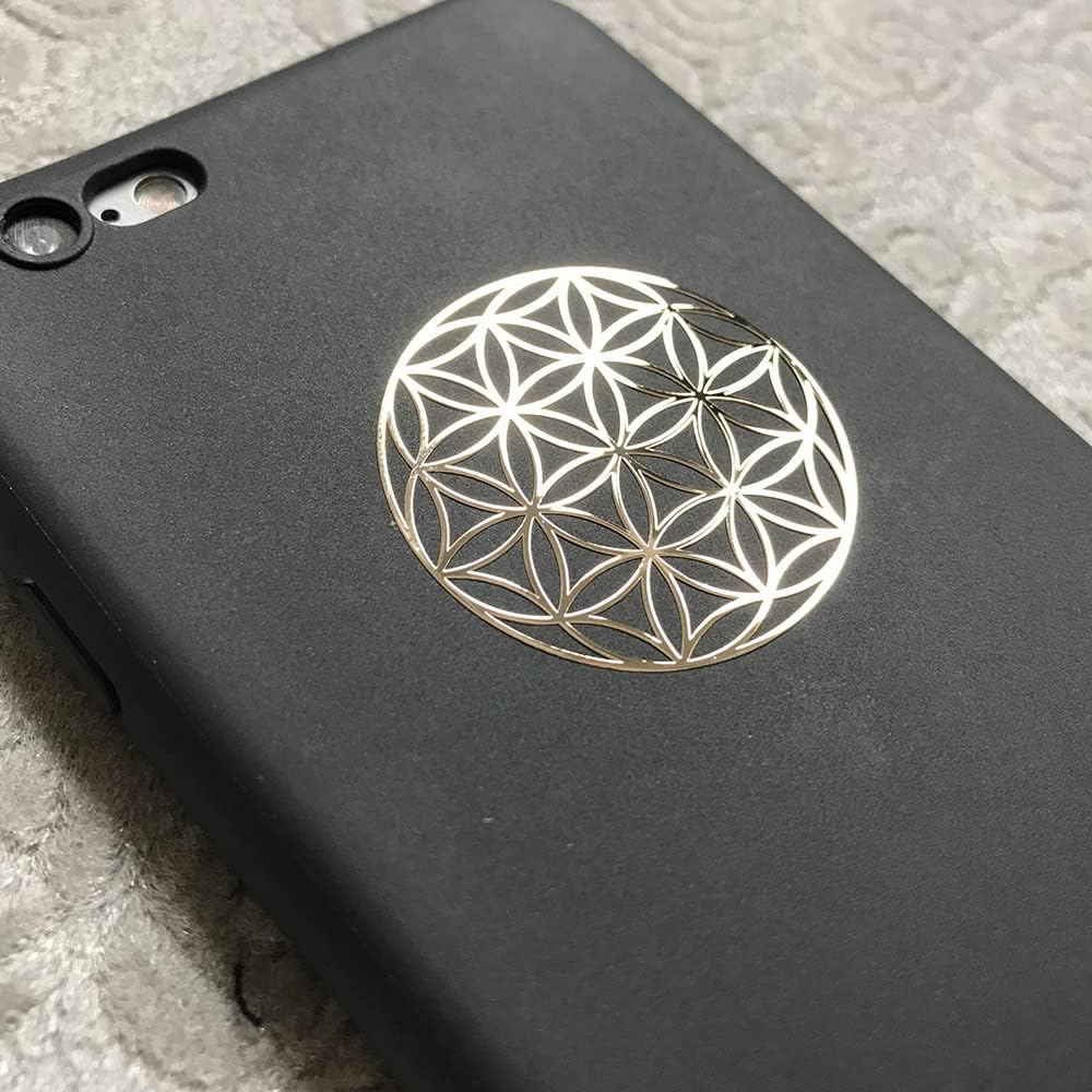 15 Flower of Life Orgonite Metal Stickers - Sacred Geometry Gold-Plated Decals for Energy Towers and Crafts (Gold) - görsel 5