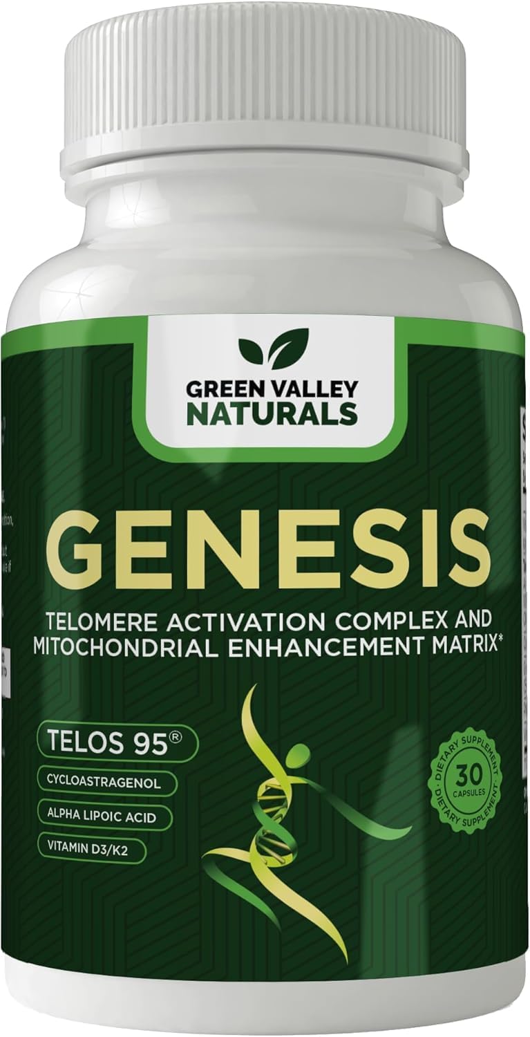 Genesis Telomere Length Supplement – Telos95® Astragalus Extract with CoQ10, D3, K2, ALA & Grape Seed | 30 Veg Capsules - görsel 7