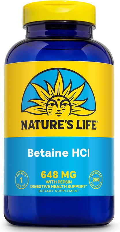 Nature's Life Betaine HCl with Pepsin – Digestive Health Support