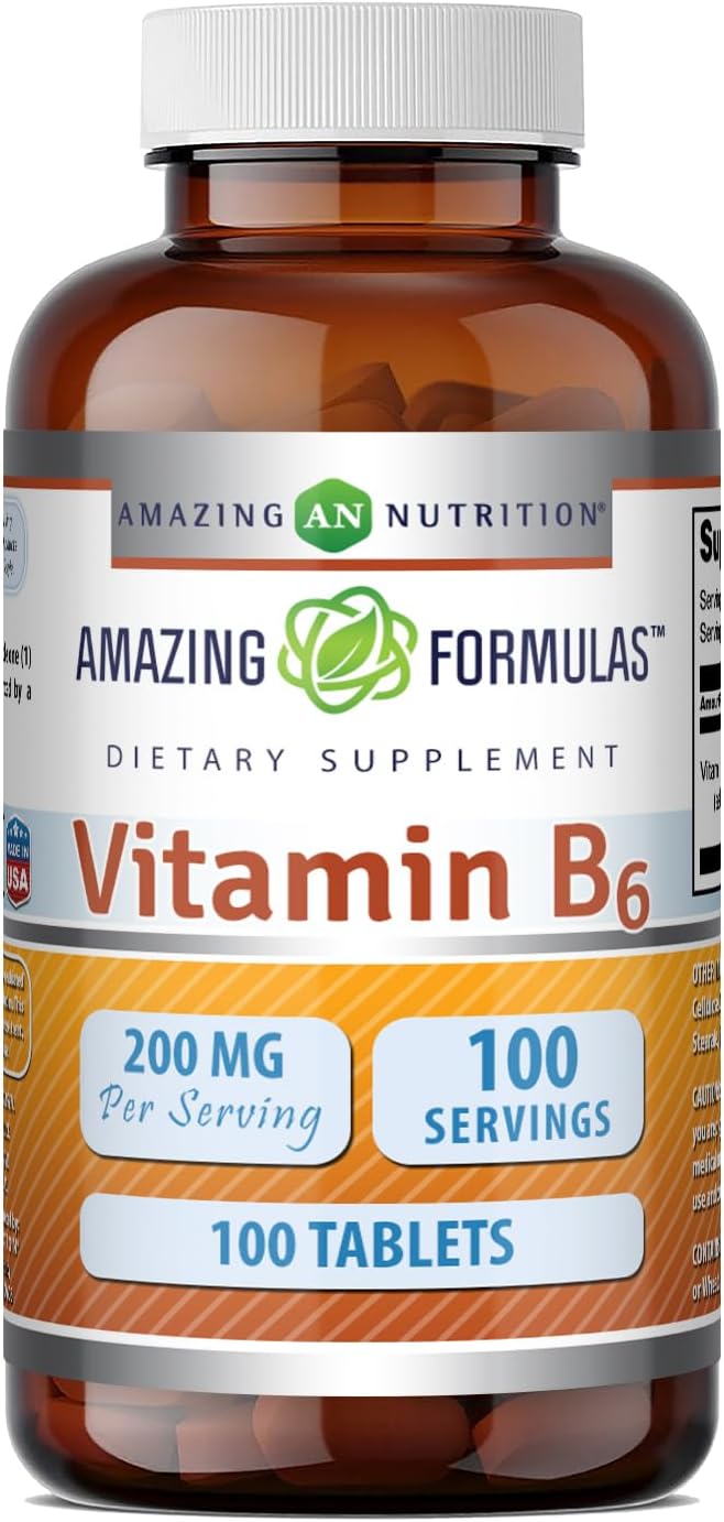 Amazing Formulae Vitamin B6 (Pyridoxine) 200mg, 100 Tablets - görsel 1