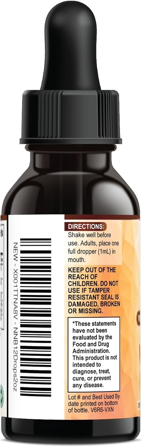 Vitamin B12 Drops - Extra Strength Methylcobalamin Super B Complex - Sublingual Liquid for Energy, Nervous System & Metabolism Support - Raspberry Flavoured - 60 ml - görsel 8