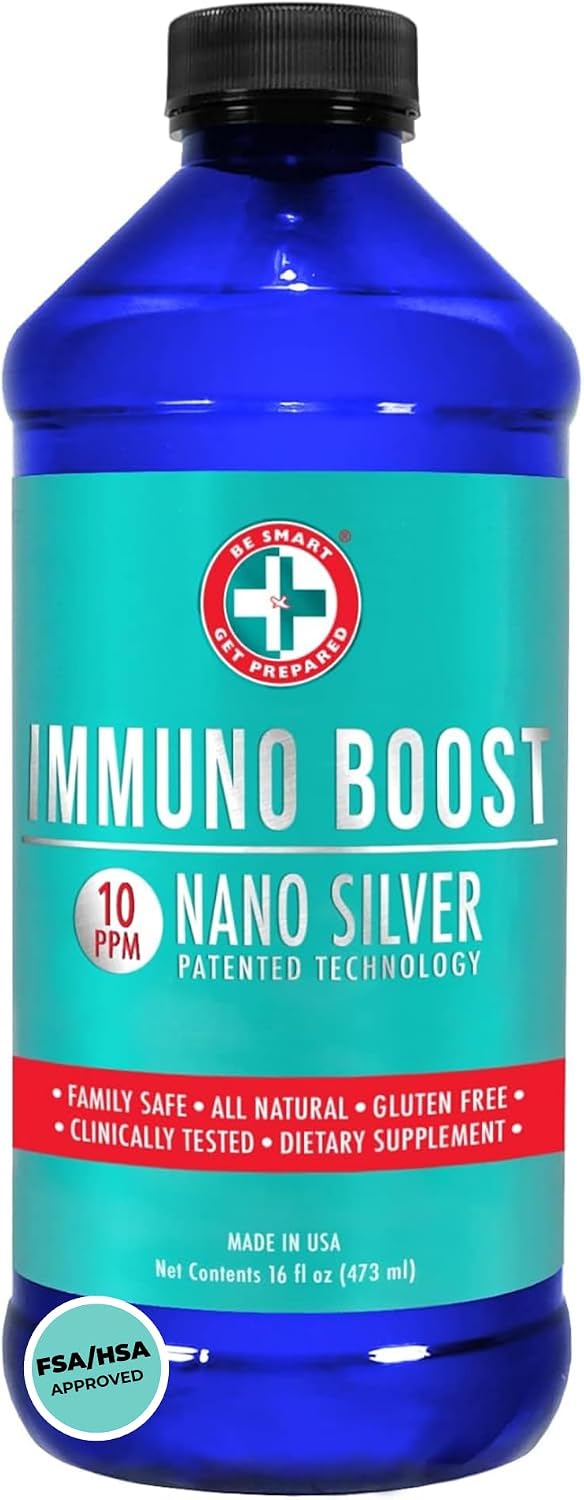 Be Smart Get Prepared Nano Silver Immuno Boost - 473 ml - Daily Immune Support for the Family - Gluten-free, Vegetarian - Made in USA - görsel 1