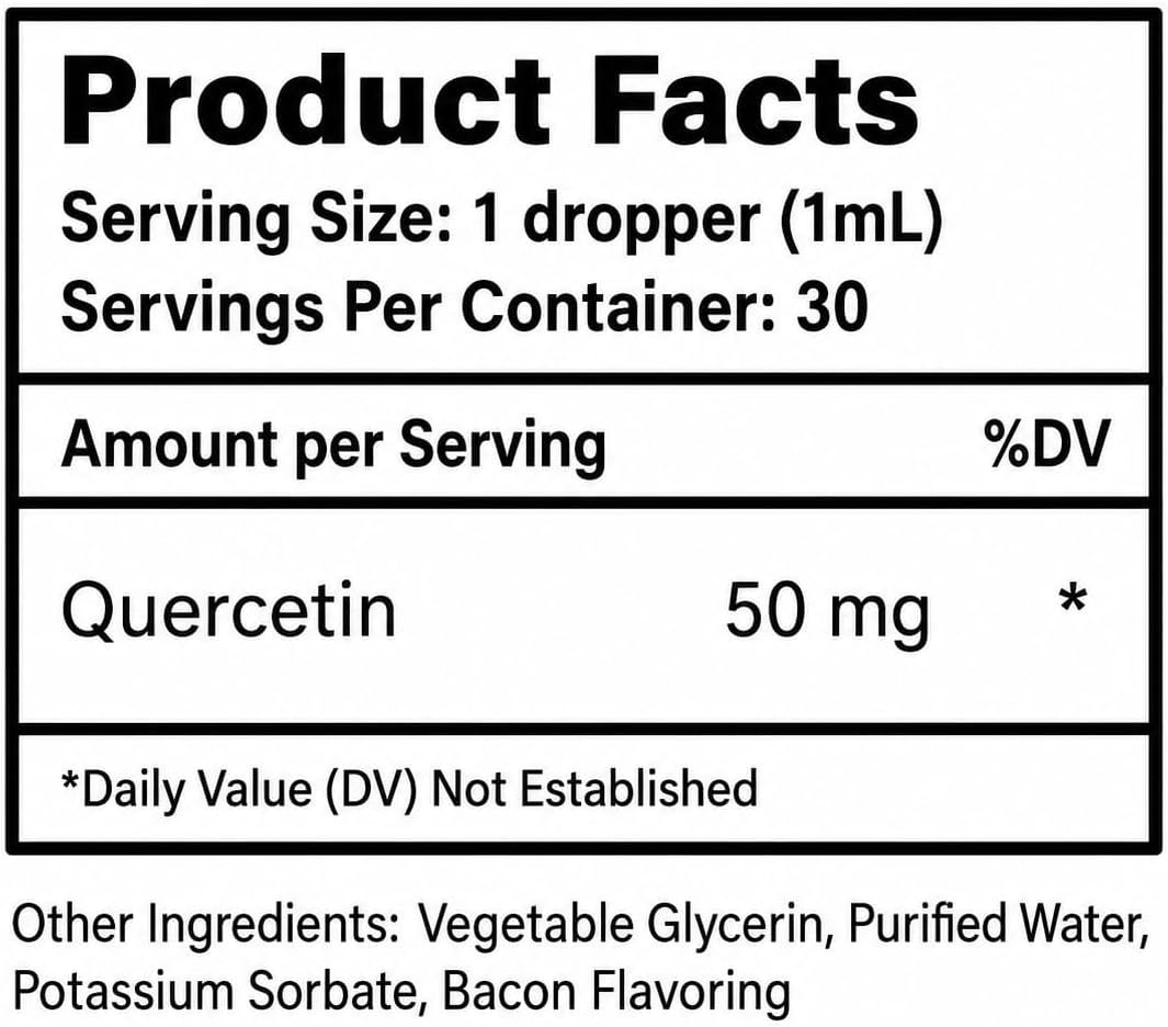 Quercetin for Dogs - Quercetin for Dogs Allergies - Helps Support Immune Health, Allergy Relief, Heart Health & More - Dog Allergy Relief - 30 ml - Bacon Flavour - görsel 2