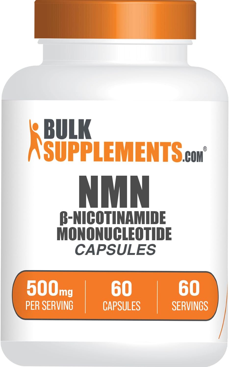 BulkSupplements.com NMN Capsules – 500mg Beta-Nicotinamide Mononucleotide, 60 Capsules - görsel 1