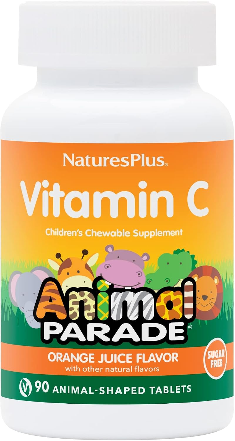 NaturesPlus Animal Parade Sugar-Free Children's Vitamin C, Natural Orange Juice Flavour - 90 Chewable Tablets (Pack of 2) - görsel 7