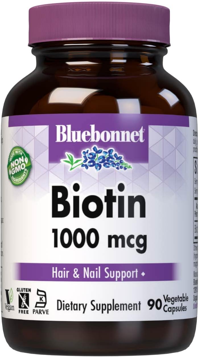 Bluebonnet Nutrition Biotin 1000 mcg, 90 Vegetable Capsules - görsel 1