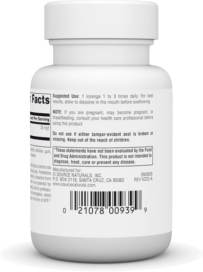 Source Naturals Pantethine B-5 Coenzyme Precursor, 25 mg – 60 Lozenges
