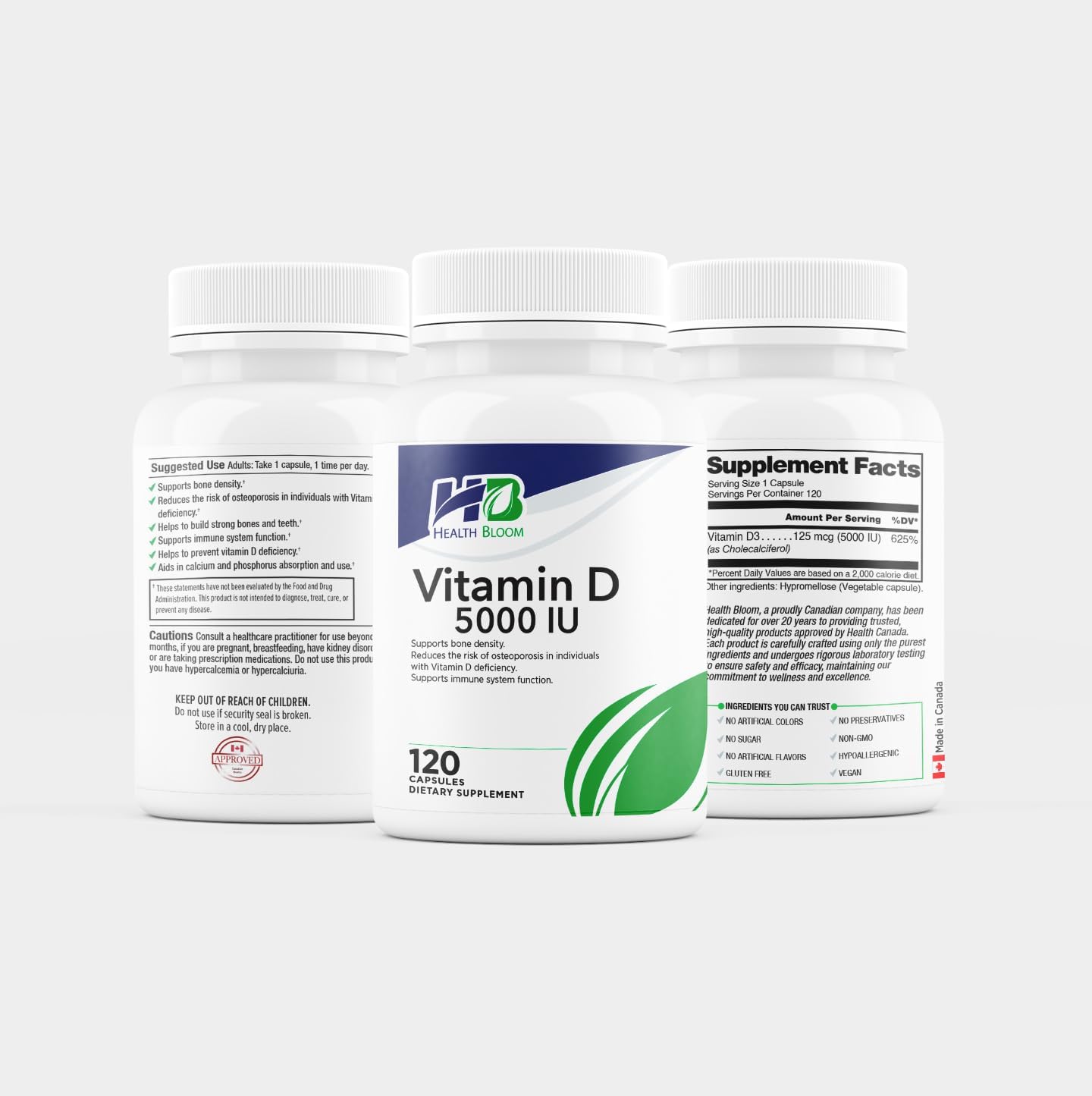 Vitamin D3 5000 IU | 120 Capsules | Health Bloom - görsel 2