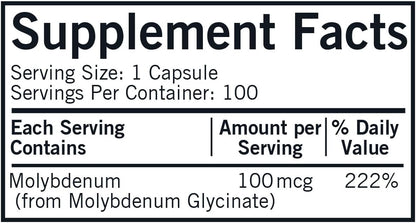 Kirkman Molybdenum 100 mcg - 100 Capsules