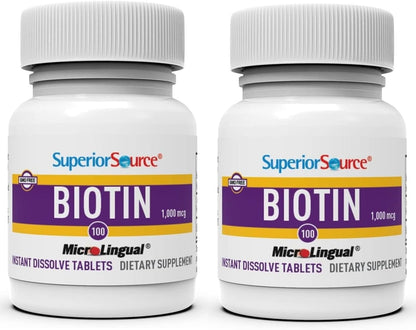 Superior Source Biotin 1000 mcg MicroLingual Quick-Dissolve Tablets, 100 Tablets