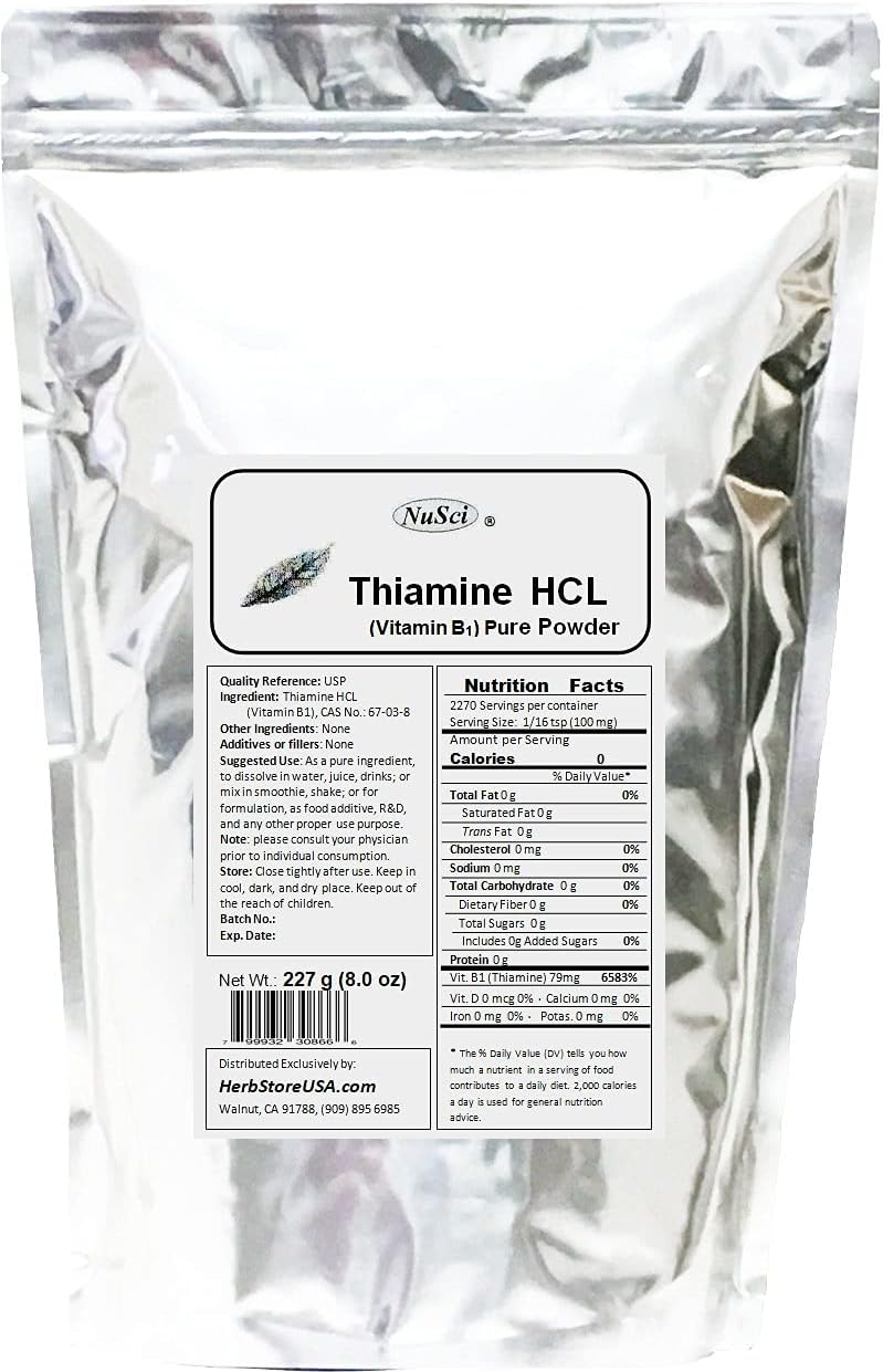 Thiamine HCL Vitamin B1 Pure Powder (227g) for Energy Support - görsel 1