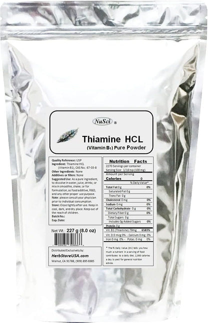 Thiamine HCL Vitamin B1 Pure Powder (227g) for Energy Support