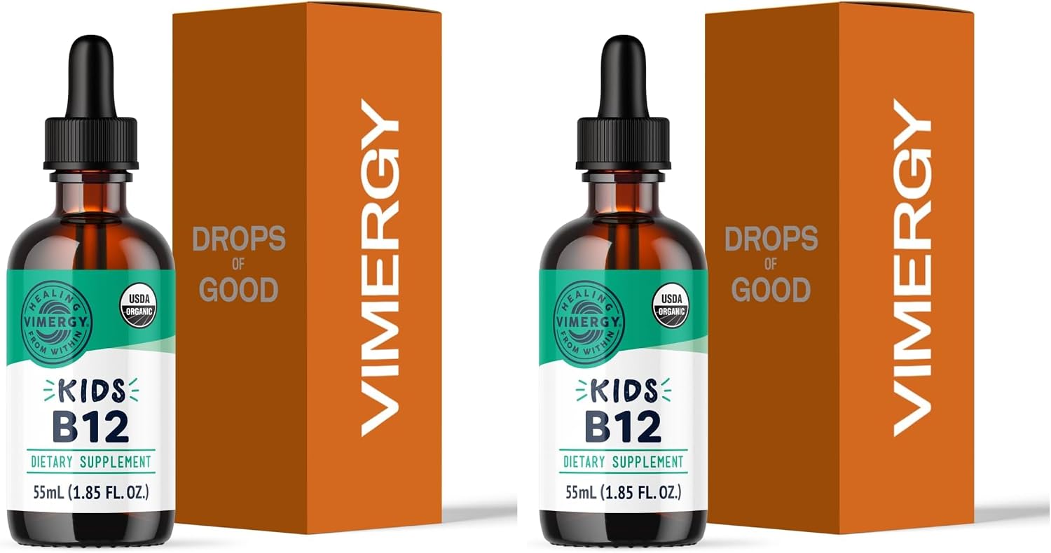 Vimergy Kids USDA Organic Liquid B12 – Promotes Physical Development & Cognitive Function – Fast-Absorbing Immune Support – Vegan, Non-GMO – 55 mL - görsel 6