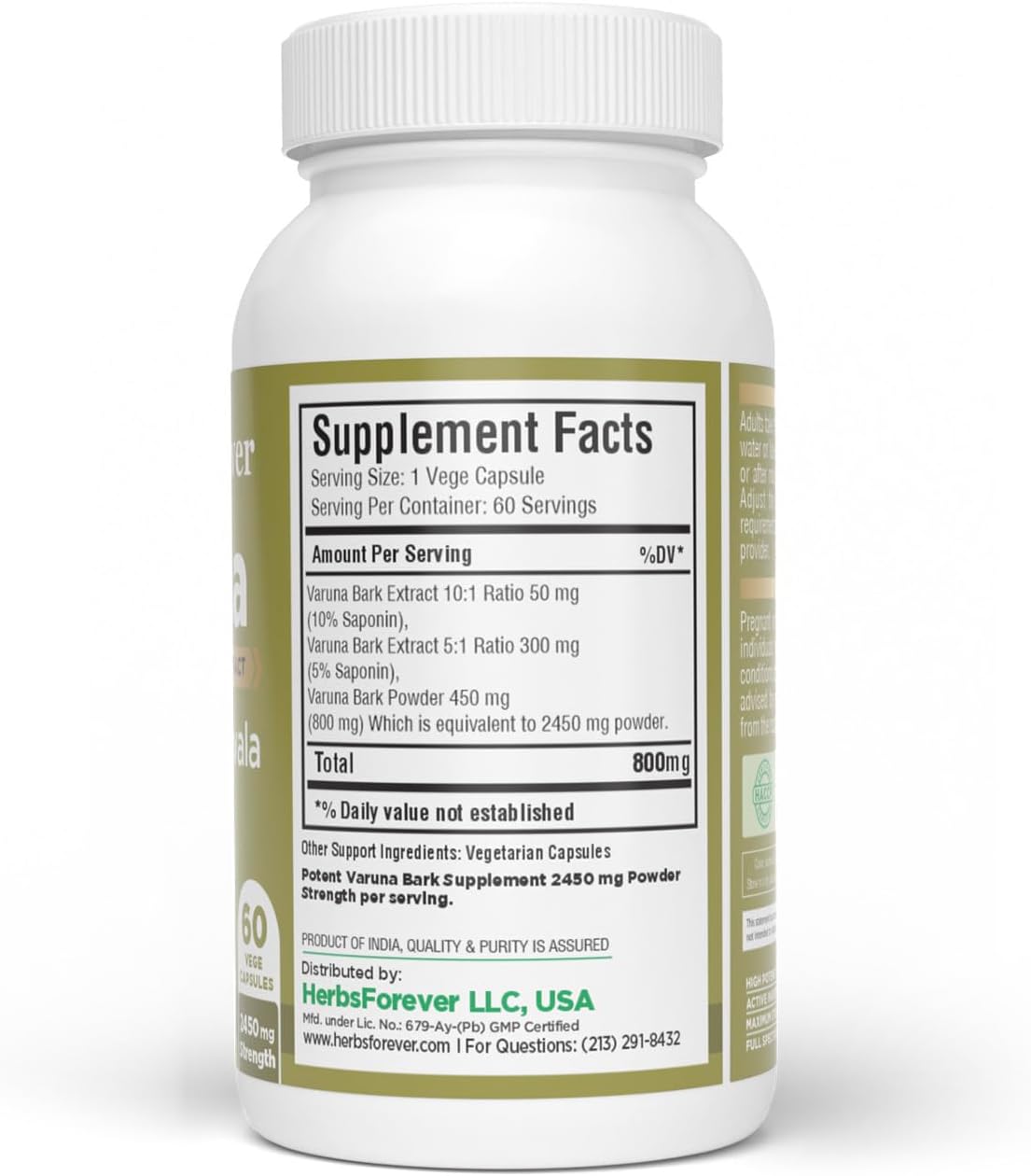 Varuna Nurvala Extract Capsules – Vegan & Gluten-free Bladder & Kidney Support, 800 mg (60 Capsules) - görsel 3