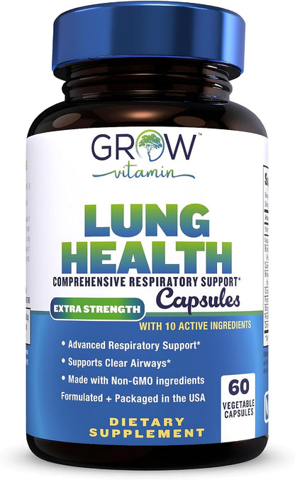 Grow Vitamin Lung Health – Respiratory Support Supplement with Vitamin C and Stinging Nettle, 60 Vegetarian Capsules