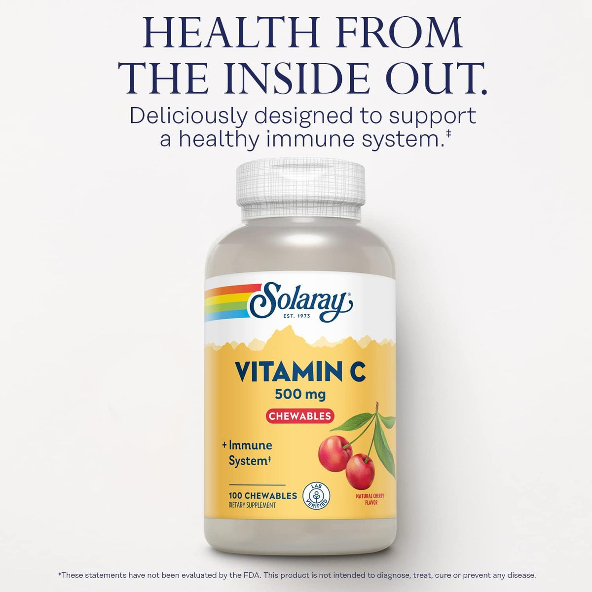 SOLARAY Chewable Vitamin C 500 mg - Natural Cherry Flavour, 100 Chewables - görsel 3