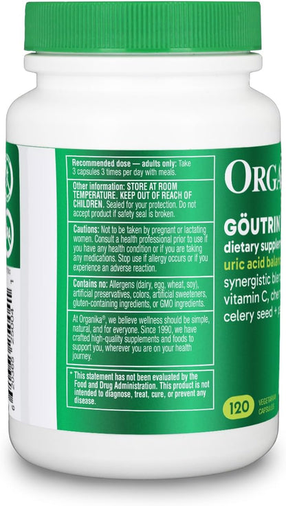 Organika Goutrin Uric Acid Flush for Gout Support, 120 Capsules