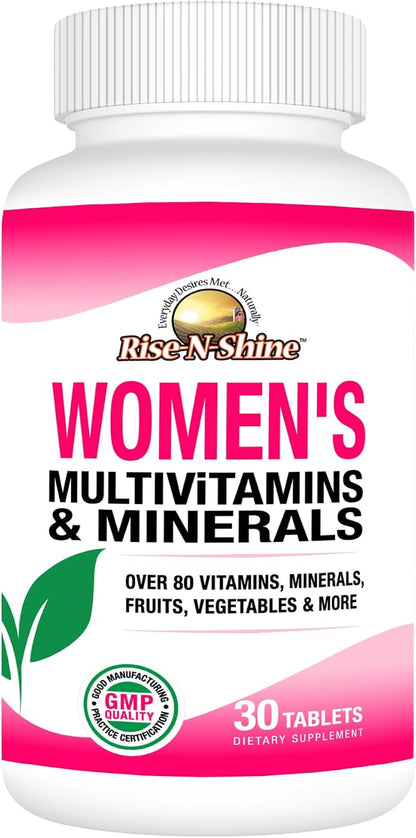 Rise-N-Shine Women's Multivitamin and Minerals with Zinc, Selenium, Calcium, Magnesium & More for Immune System Support - Energy, Skin Vitamins - 30 Day Supply - 30 Tablets
