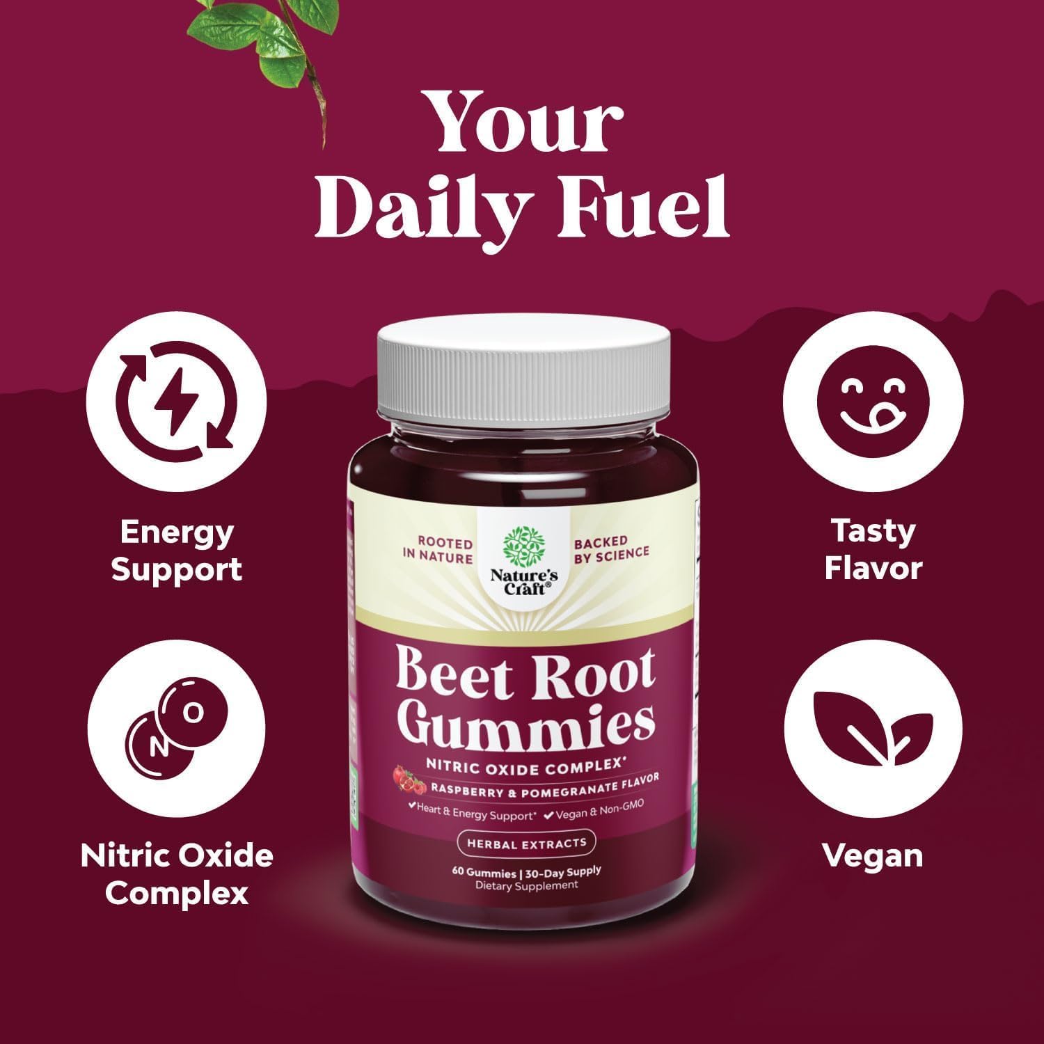Flow Boosting Beetroot Gummies - Nitric Oxide Support with Pomegranate and Vitamin B12 - 60 Count - görsel 3