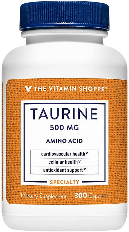 The Vitamin Shoppe Taurine 500mg with B6 – Cardiovascular and Antioxidant Support