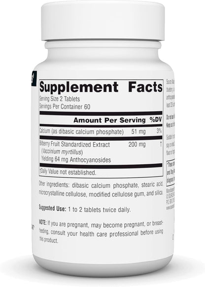 Source Naturals Bilberry Extract Standardised Botanical Antioxidant - 100 mg, 120 Tablets