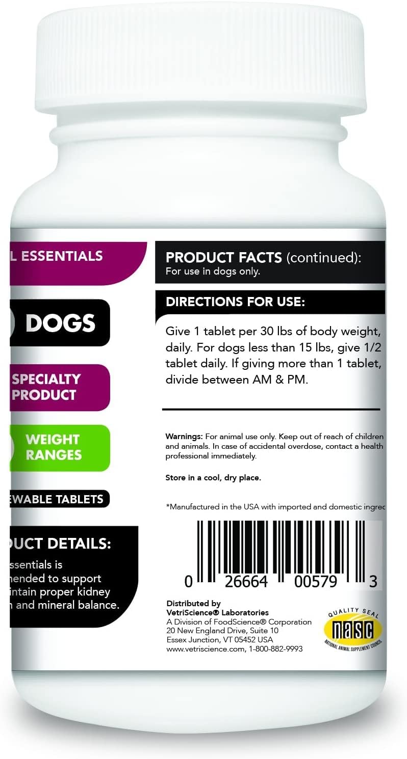 VetriScience Kidney Health Chewable Tablets for Dogs - Renal Support with Astragalus, Rehmannia, Nettle Seed & Cordyceps, 60 Tablets - görsel 3