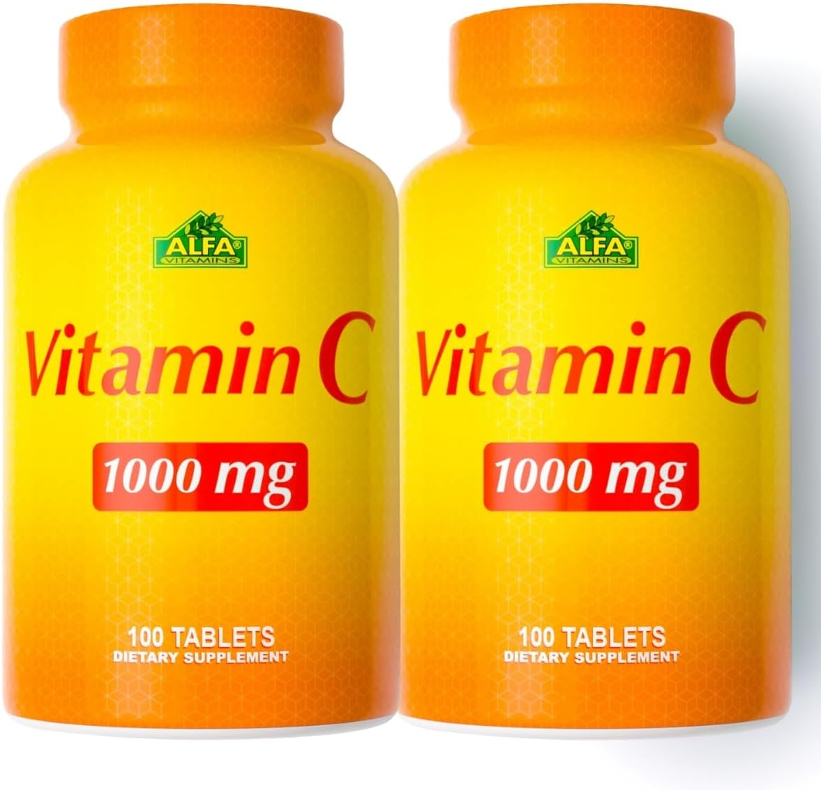 ALFA VITAMINS Vitamin C 1000mg Tablets – Antioxidant for Immune Support and Healthy Skin, Promotes Collagen Formation, Food Supplement for Daily Wellness, 100 Tablets (Pack of 2) - görsel 1