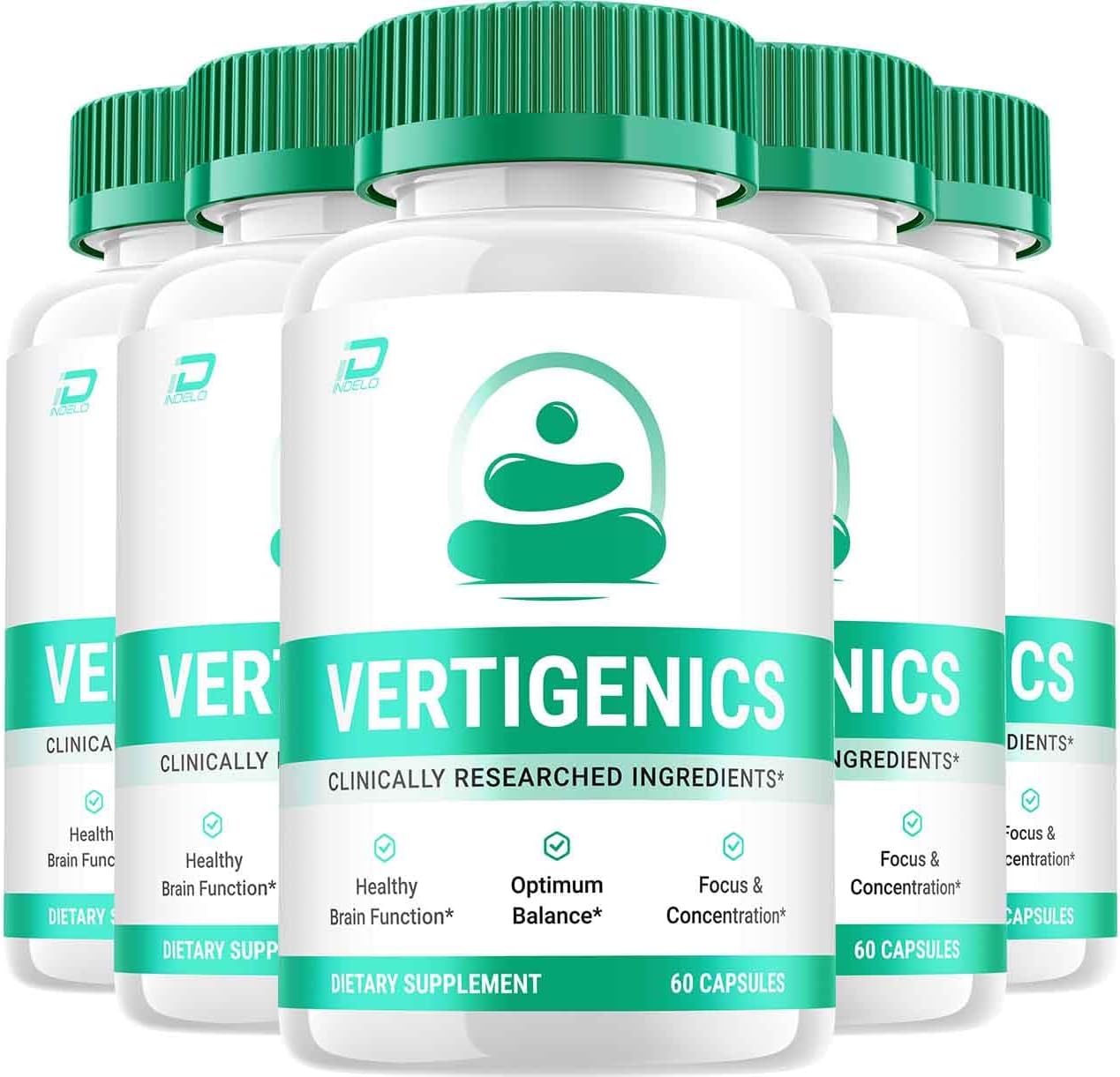 Vertigenics Brain Supplement Capsules – All-Natural Maximum Strength Formula for Memory and Focus (5 Pack – 300 Capsules) - görsel 1