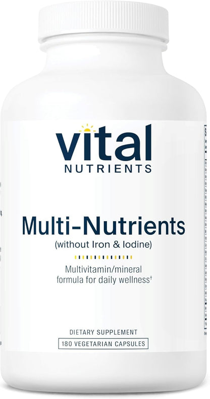 Vital Nutrients Multi-Nutrients (No Iron or Iodine) - Comprehensive Daily Multivitamin and Mineral Formula with Antioxidants - 180 Capsules