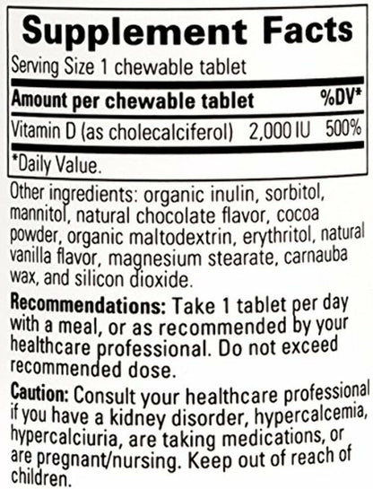 Integrative Therapeutics Vitamin D3 2,000 IU Chewable Tablets – Bone Health & Immune Support