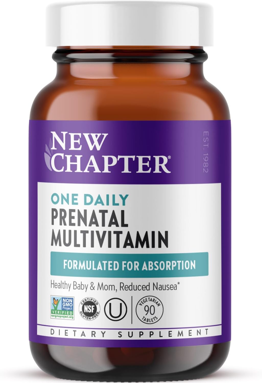 New Chapter Antenatal Vitamins, One Daily Prenatal Multivitamin with Methylfolate + Choline for Healthy Mother & Baby, Gluten-free & Non-GMO, 90 Count - görsel 1