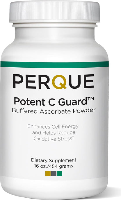 PERQUE Buffered Vitamin C Ascorbate Powder - pH Balanced, Allergen-Free, Effervescent - 454 g
