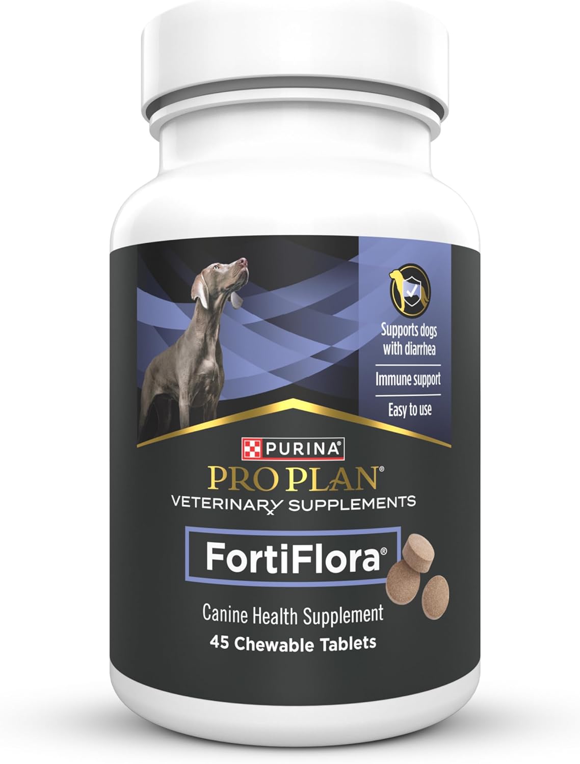 Pro Plan Veterinary Diets FortiFlora Chewable Probiotic Tablets for Dogs and Puppies, Digestive Health Support for Occasional Diarrhoea Management, 45-Count - görsel 1