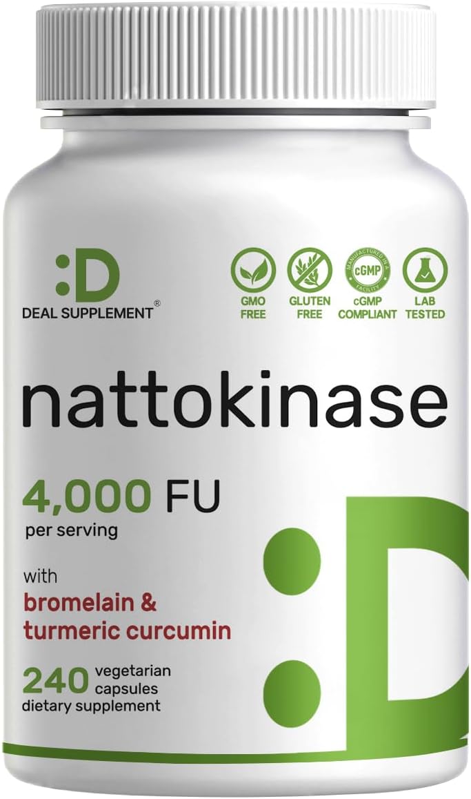 Nattokinase Supplement 4000 FU with Bromelain, Turmeric & Black Pepper – Digestive Enzymes & Heart Health – 240 Veggie Capsules - görsel 1