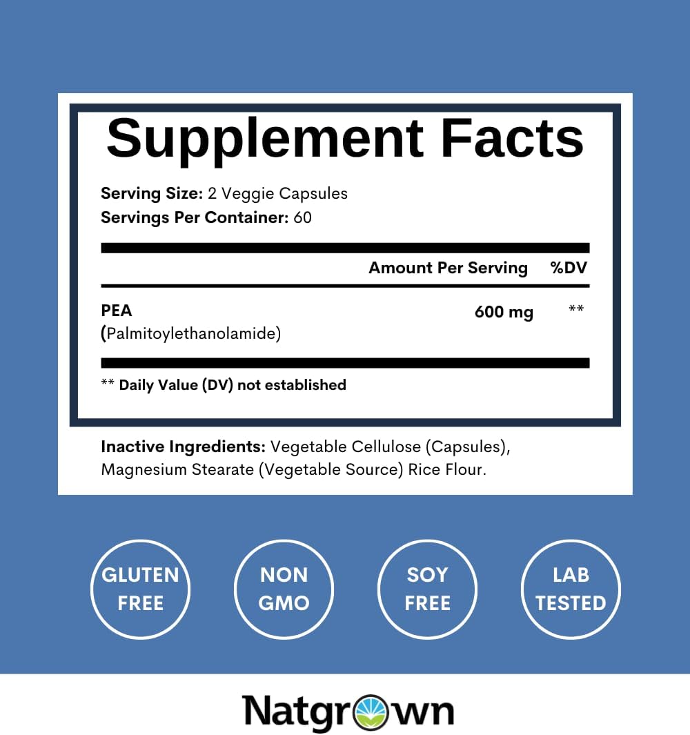 Natgrown Palmitoylethanolamide PEA Supplement 600 mg – 120 Capsules - görsel 4