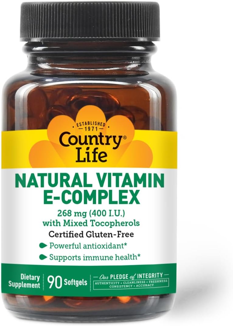 Country Life Vitamin E-Complex 400 IU – Natural Mixed Tocopherols – 90 Softgels - görsel 1