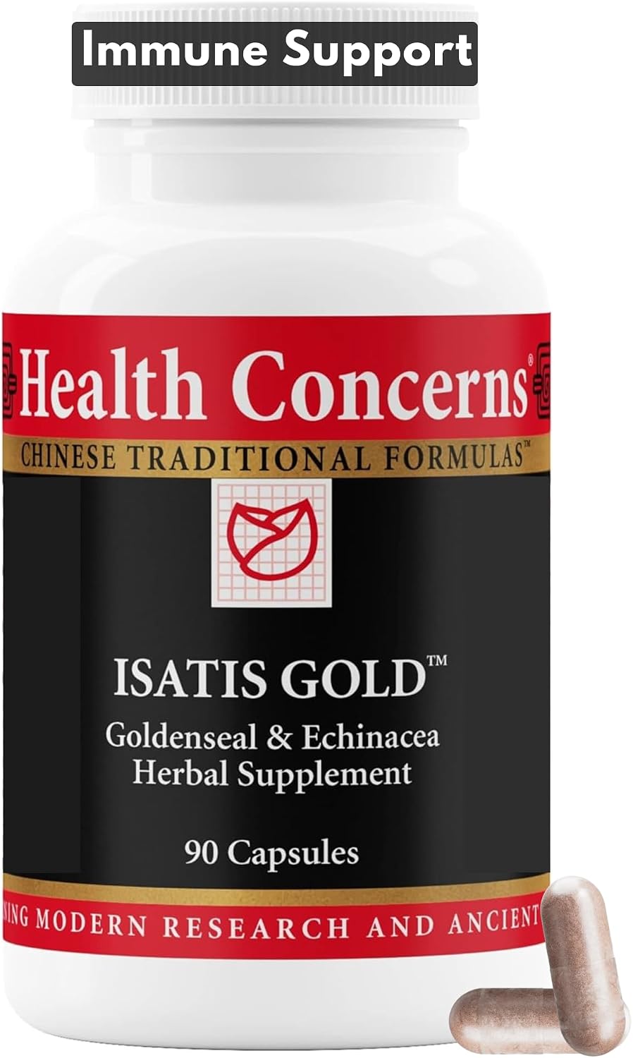 Health Concerns Isatis Gold - Immune System Support Supplement with Echinacea, Platycodon, Goldenseal & Ligusticum Root Extract - 90 Capsules - görsel 1