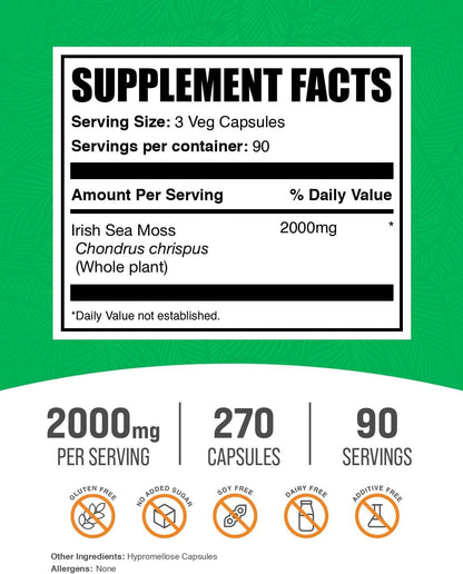 Irish Sea Moss Capsules (2000 mg per Serving, 240 Capsules)