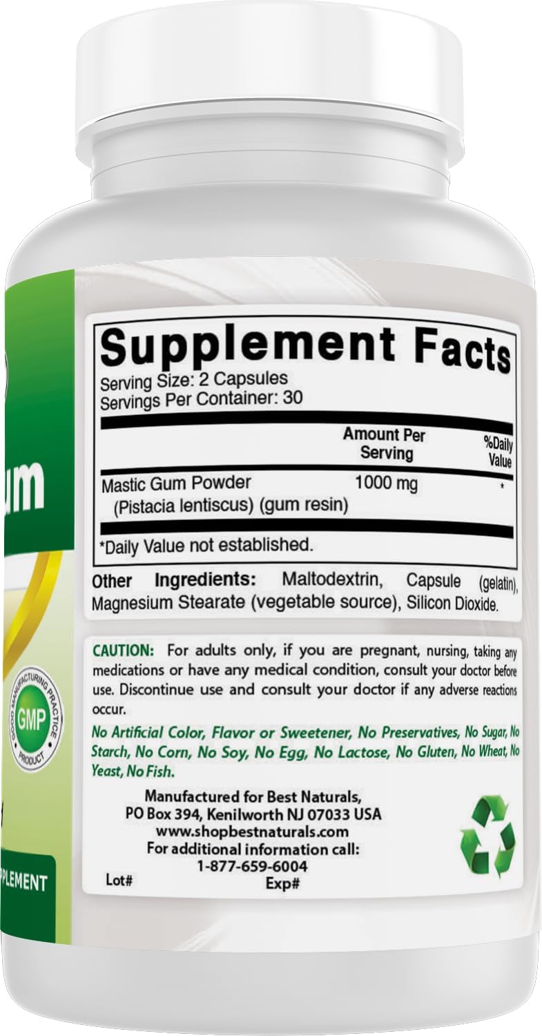 Best Naturals Mastic Gum 500 mg, 60 Capsules - görsel 7