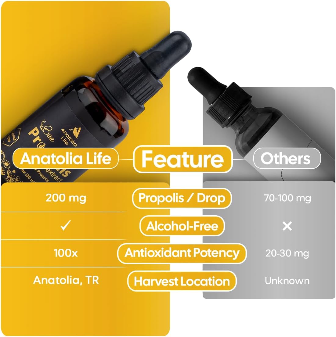 Natural Bee Propolis Extract, 30 mL, Advanced Liquid Tincture - görsel 7