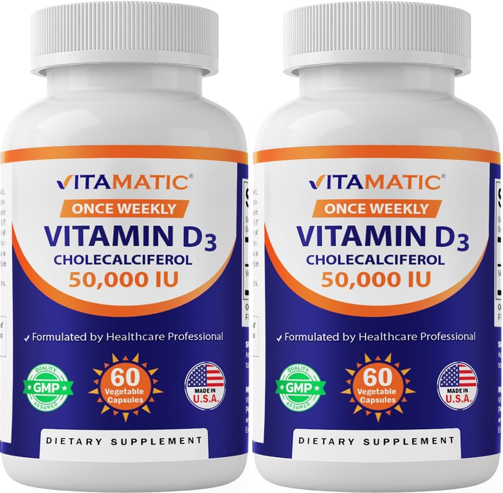 Vitamatic Vitamin D3 50,000 IU (as Cholecalciferol) Once Weekly Dose, 120 Veggie Capsules - görsel 1