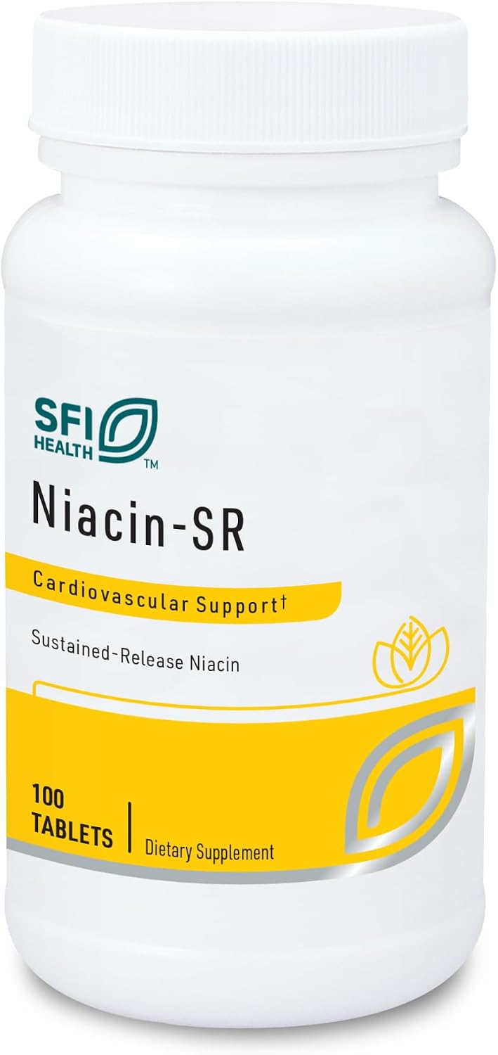Klaire Labs Niacin-SR – 500 mg Sustained Release Niacin (Vitamin B3) – 100 Scored Tablets - görsel 1