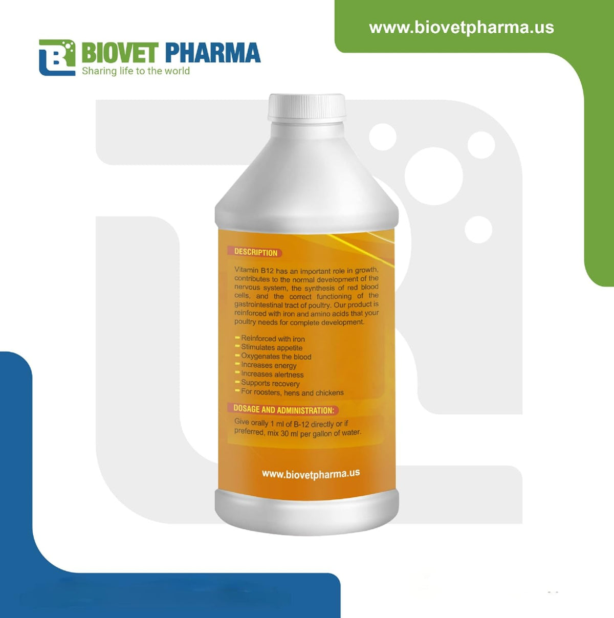 NUTRILINE B-12 for Poultry - Multivitamin Booster for Rooster, Hens, Chicken, Vitamin Recovery Liquid 473 ml - görsel 2