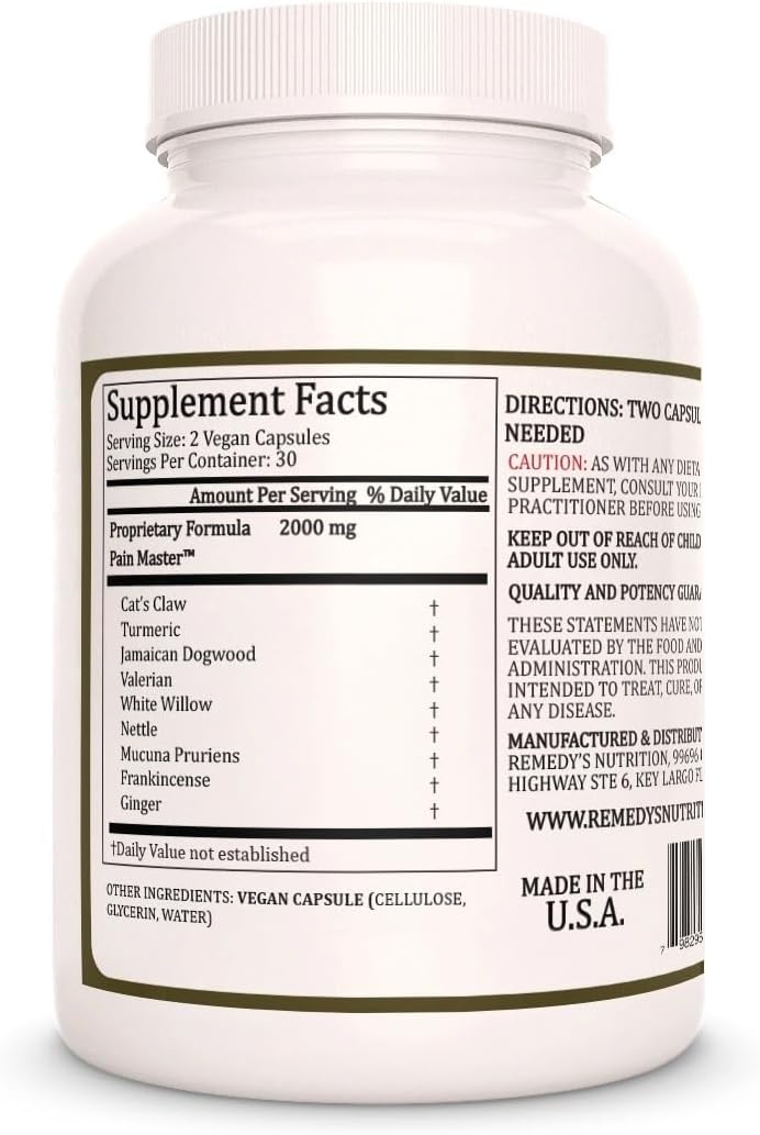 Pain Master | 1,000mg, 60 Vegan Capsules Traditional Herbal Food Supplement | Two Month Supply - görsel 2