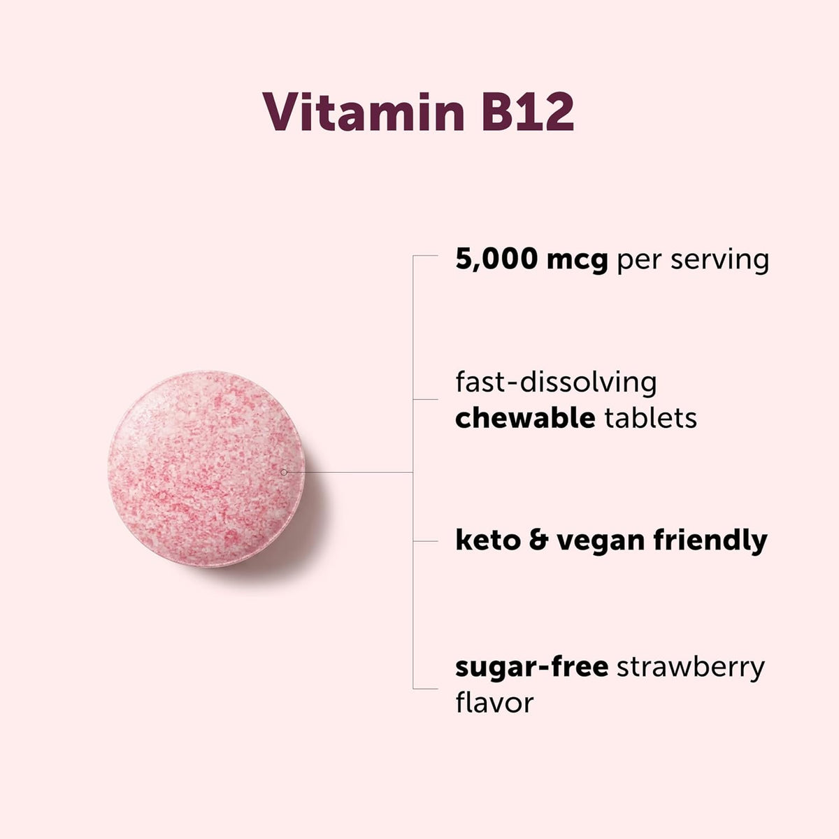Micro Ingredients Vitamin B12 5,000 mcg | Methylcobalamin – 240 Chewable Tablets | Fast Dissolve, Natural Strawberry Flavour | Vegan, Non-GMO, Gluten-free - görsel 3