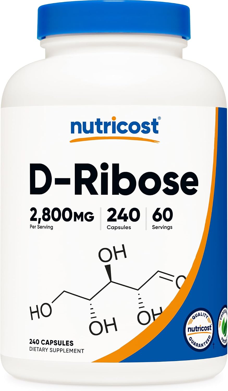 Nutricost D-Ribose, 700mg per Capsule (2800mg per Serving), 240 Capsules - görsel 1