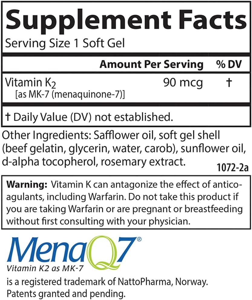 Carlson Vitamin K2 MK-7, 90 mcg, 120 Softgels – Bone Health & Calcium Utilisation - görsel 4
